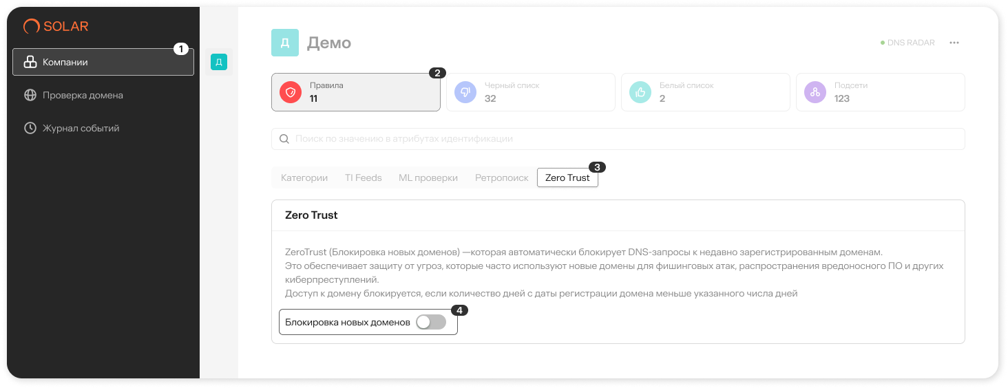 Кнопка редактирования свойств компании